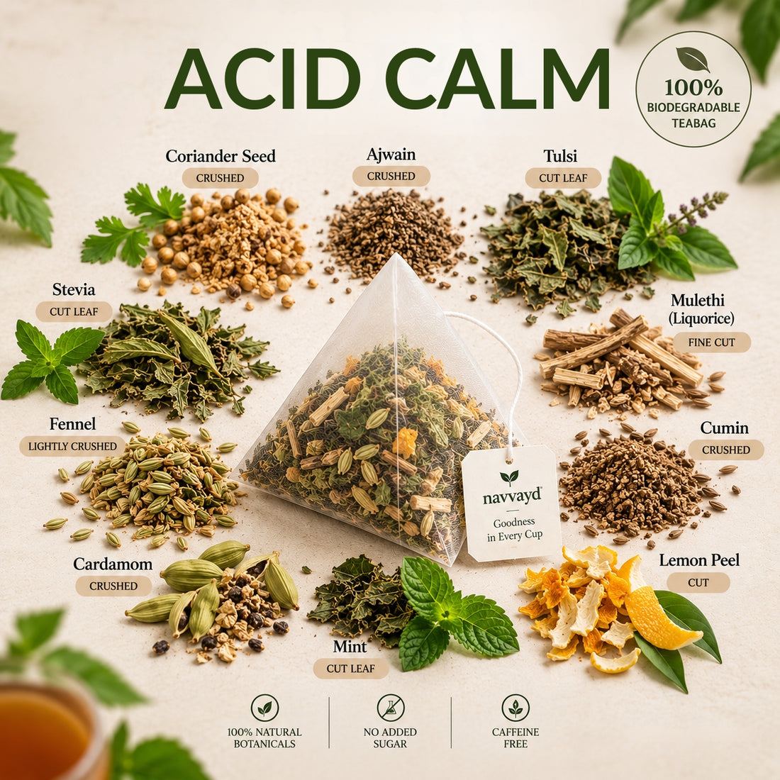 Acid Calm - Herbal Infusion | Fennel, Tulsi, Ajwain, Mint