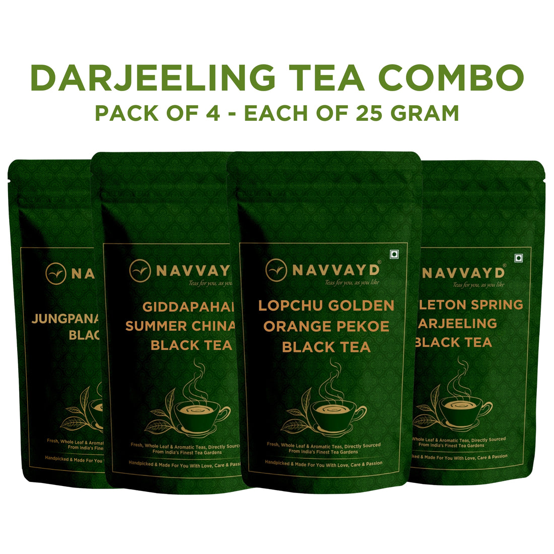Darjeeling Tea Trial Packs- Pack of 4 - 25 gm Each