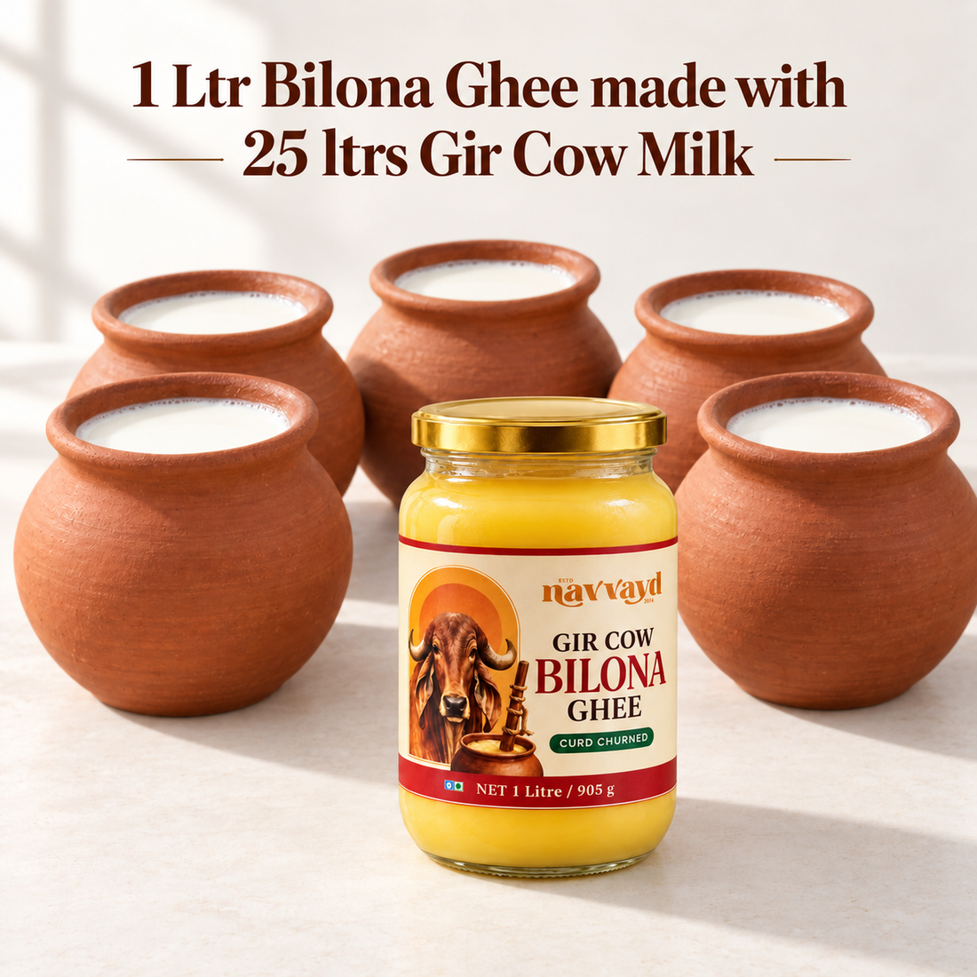 Gir Cow Bilona Ghee - Curd Churned - 1 Litre