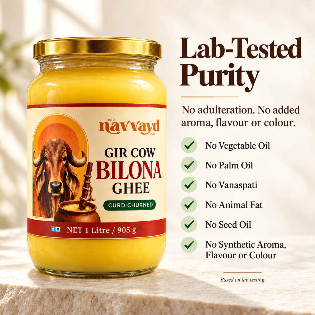 Gir Cow Bilona Ghee - Curd Churned - 1 Litre
