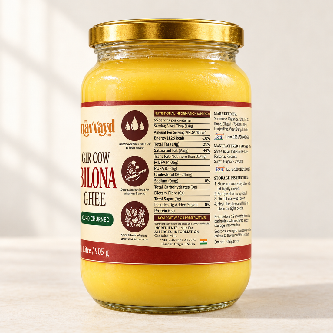 Gir Cow Bilona Ghee - Curd Churned - 1 Litre