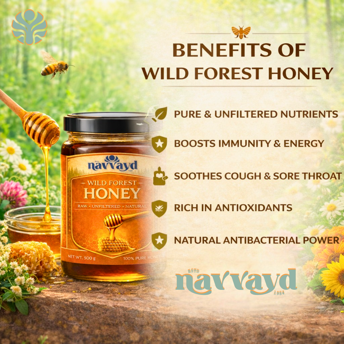Wild Forest Honey 2 Kg  (2 Jars of 1 Kg Each)