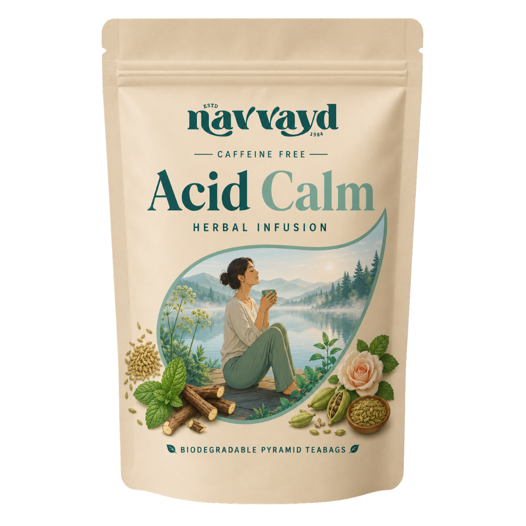 Acid Calm herbal infusion bags with fennel, tulsi, ajwain and coriander