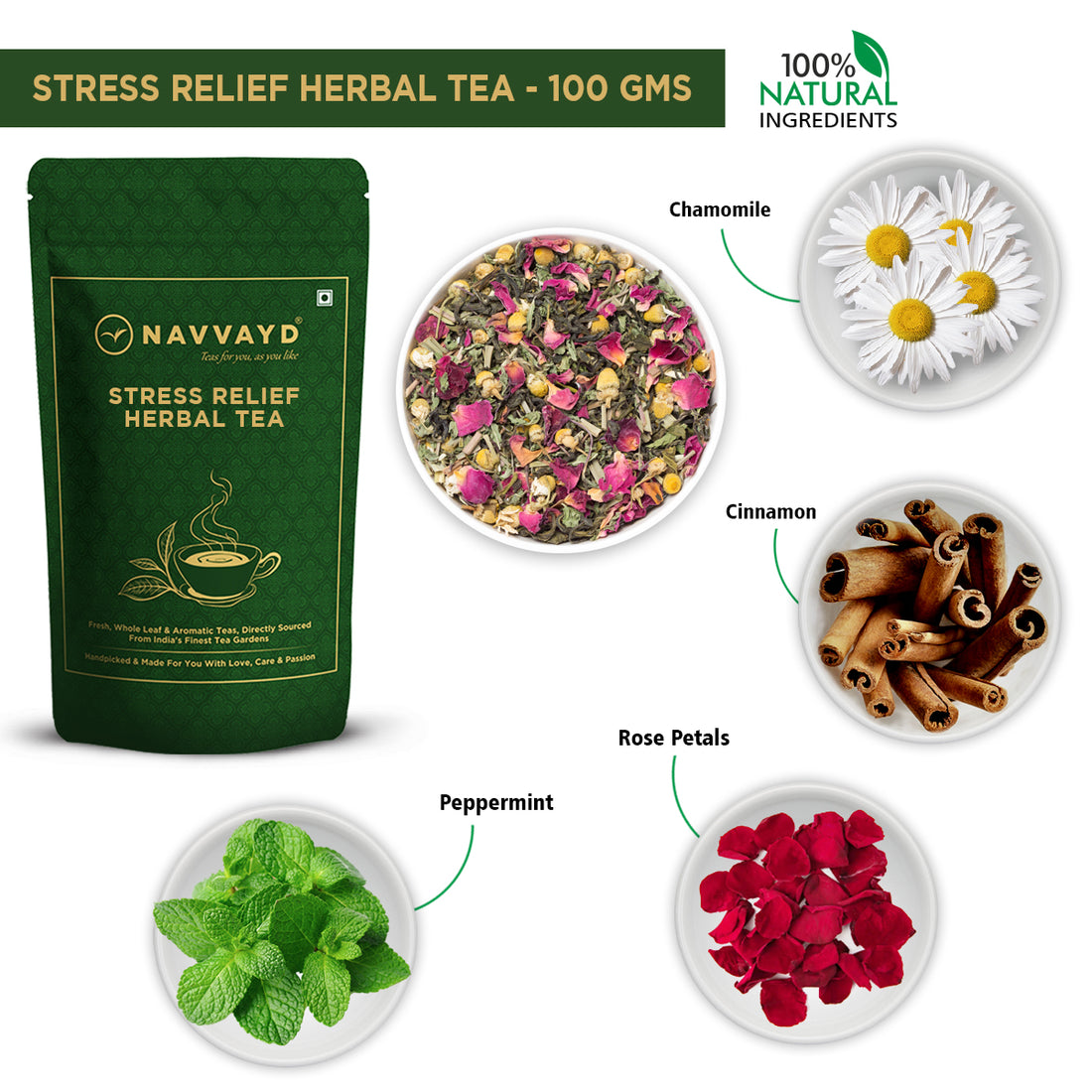 Herbal Infusion – With Chamomile, Lemon Balm & Rose known to support calming relaxation